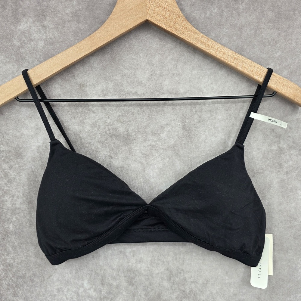 Aeropostale Seriously Soft Smooth Triangle Bralette Black Large NEW